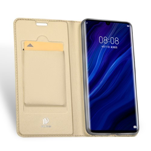 Huawei P30 Slimbook Etui med 1 kortlomme Gullfarget