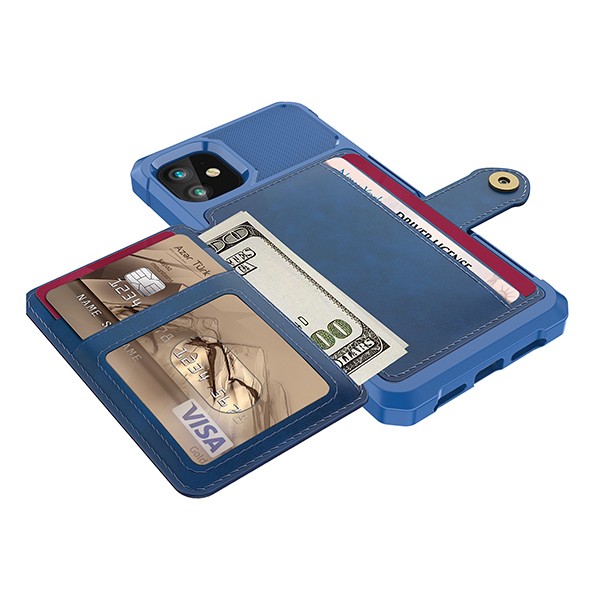 iPhone 12 6,1 / iPhone 12 Pro 6,1 Deksel Armor Wallet Midnattsblå