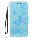 Huawei P30 Pro Etui m/kortlommer Roser og Sommerfugl Lys Blå thumbnail