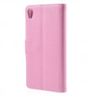Lommebok Etui for Sony Xperia Z3+ Lychee Lys Rosa thumbnail