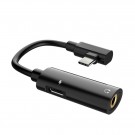 USB Type-C 2i1 Adapter / Splitter - med 3.5 mm port Hoco Svart thumbnail