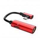 USB Type-C 2i1 Adapter / Splitter - med 3.5 mm port Hoco Rød thumbnail