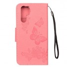 Huawei P30 Pro Etui m/kortlommer Roser og Sommerfugl Rosa thumbnail