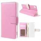 Lommebok Etui for Sony Xperia Z3+ Lychee Lys Rosa thumbnail