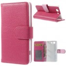 Lommebok Etui for Sony Xperia Z3 Compact Lychee Mørk Rosa thumbnail