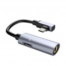 USB Type-C 2i1 Adapter / Splitter - med 3.5 mm port Hoco Grå thumbnail