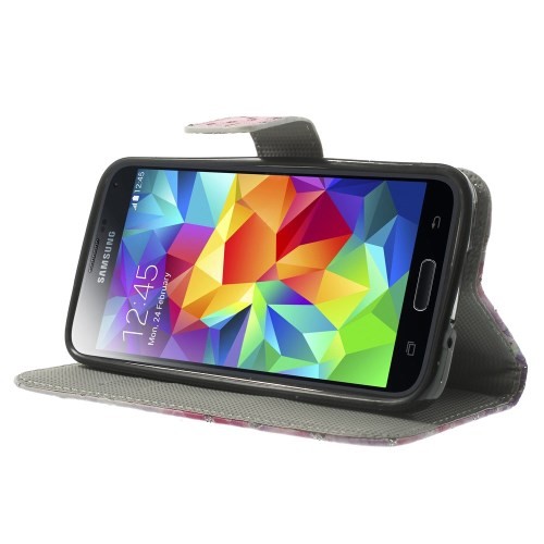 Etui for Galaxy S5 Mini m/kortlommer Glitter Roser