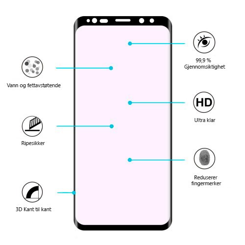 Galaxy S9+ (Pluss) Glasskjermbeskytter med Easy App Monteringsverktøy