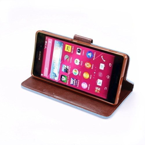 Lommebok Etui for Sony Xperia Z3+ Denim Lys Blå
