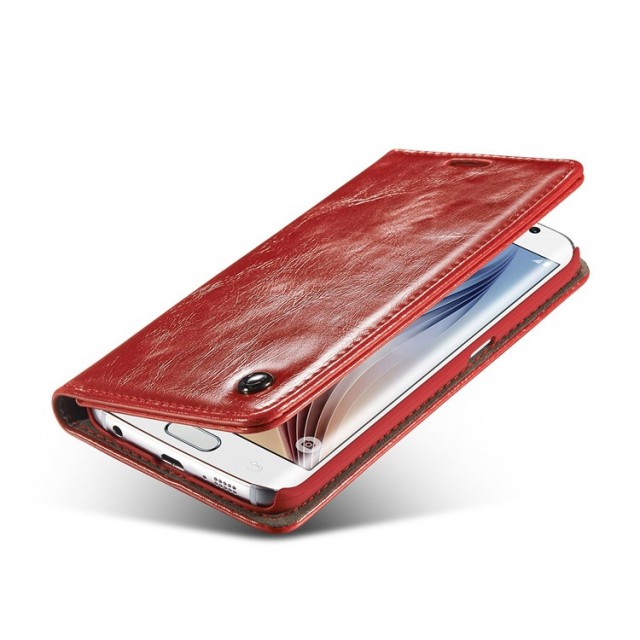 Galaxy S6 Edge Klassisk Etui m/1 kortlomme Rød