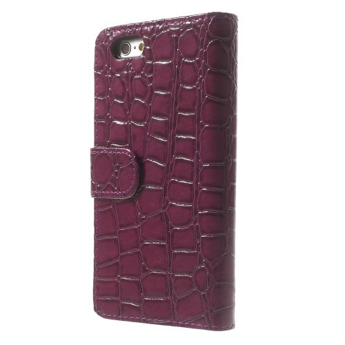 Etui for iPhone 6 Croco m/kortlommer Burgunder