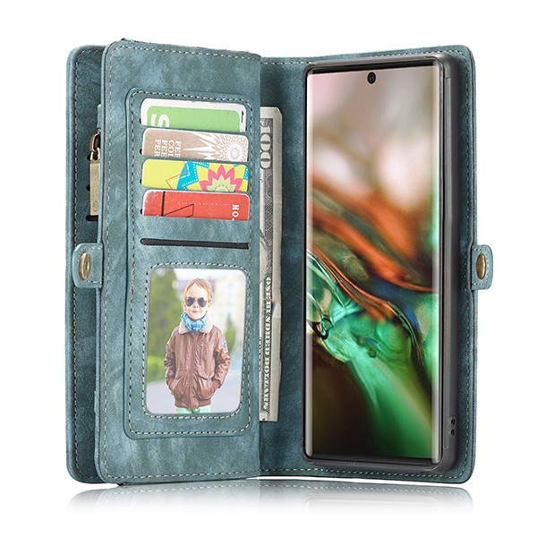 Galaxy Note 10+ (Pluss) 2i1 Etui m/multikortlommer av lær Petroleumsblå