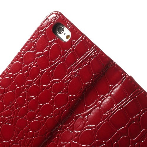 Etui for iPhone 6 Croco m/kortlommer Rød