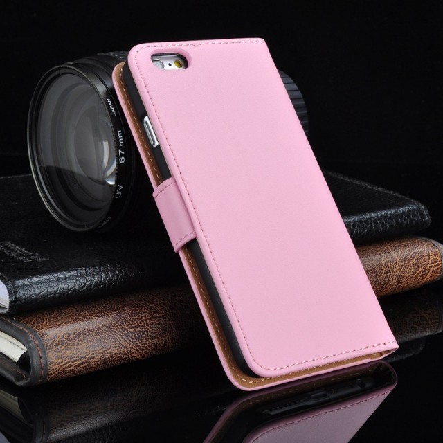Lommebok Etui for iPhone 5/5s Genuine Lys Rosa