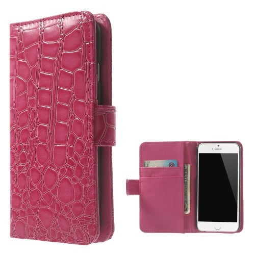 Etui for iPhone 6 Croco m/kortlommer Rosa