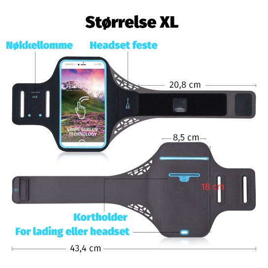 Universal Sports Armbånd Nylon Pro Størrelse XL Svart