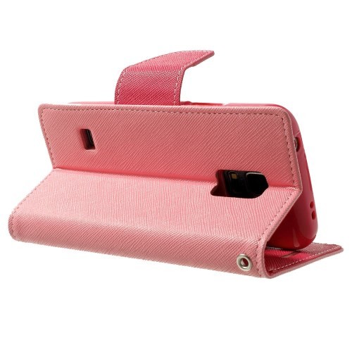 Etui for Galaxy S5 Mini Mercury Lys Rosa m/kortlommer