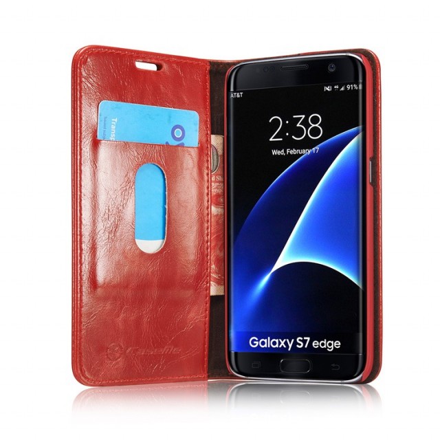 Galaxy S7 Edge Klassisk Etui m/1 kortlomme Rød