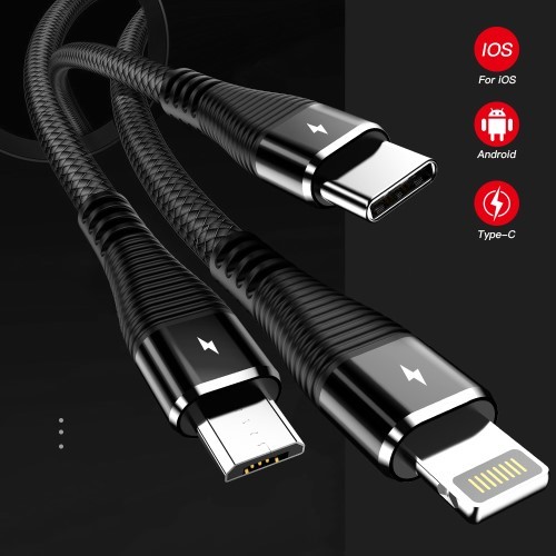 3i1 Ladekabel Lightning - Micro USB - Type-C