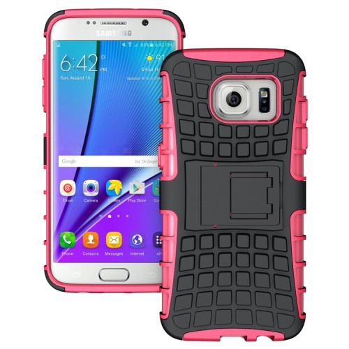 Deksel for Galaxy S7 Edge Hybrid m/kickstand Rosa