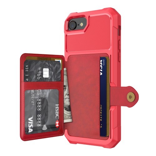 iPhone 6 / 7 / 8 Deksel Armor Wallet Rød