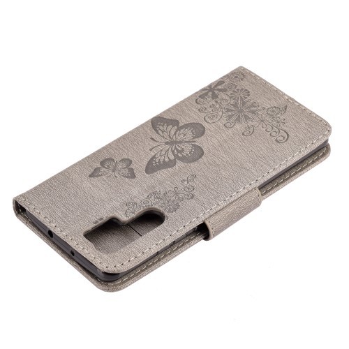 Huawei P30 Pro Etui m/kortlommer Roser og Sommerfugl Grå