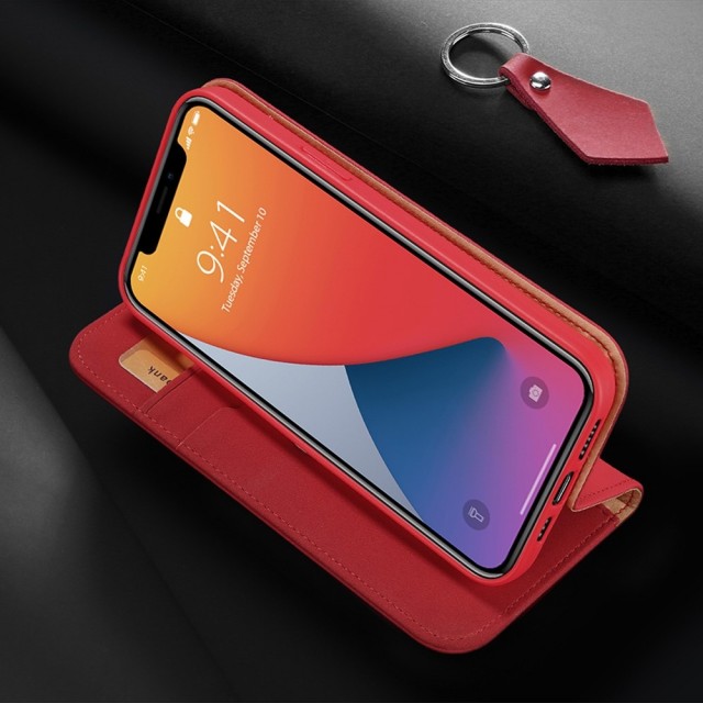iPhone 12 6,1" / iPhone 12 Pro 6,1" Lommebok Etui Genuine Lux Rød