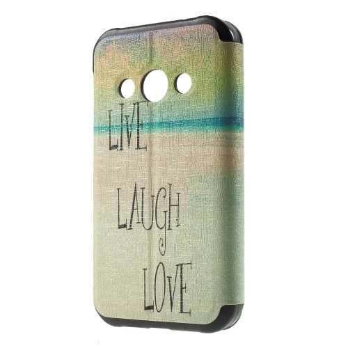 Slimbook Etui m/skjermvindu for Galaxy Xcover 3 Live Laugh Love