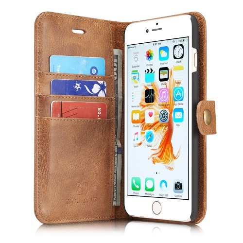 iPhone 6 Pluss/6s Pluss 5,5" 2i1 Etui m/3 kortlommer Classic Lys Brun