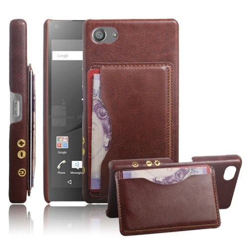 Deksel m/kortlomme for Sony Xperia Z5 Compact Classic Brun