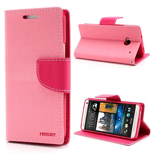 Lommebok Etui for HTC One (M8) Mercury Lys Rosa