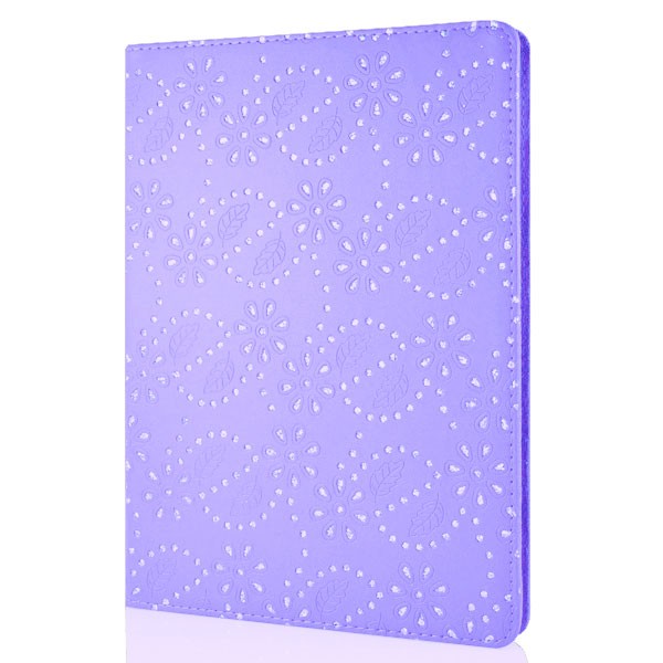 Mappe Etui for iPad Air Glitter Blomst Lilla