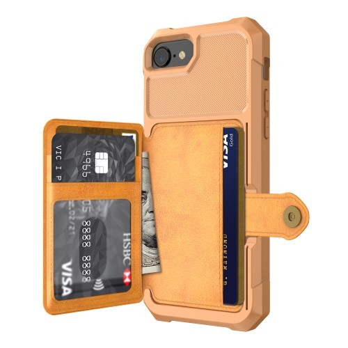 iPhone 6 / 7 / 8 Deksel Armor Wallet Ingefærbrun