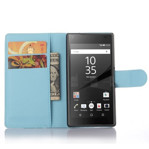 Lommebok Etui for Sony Xperia Z5 Compact Lychee Blå