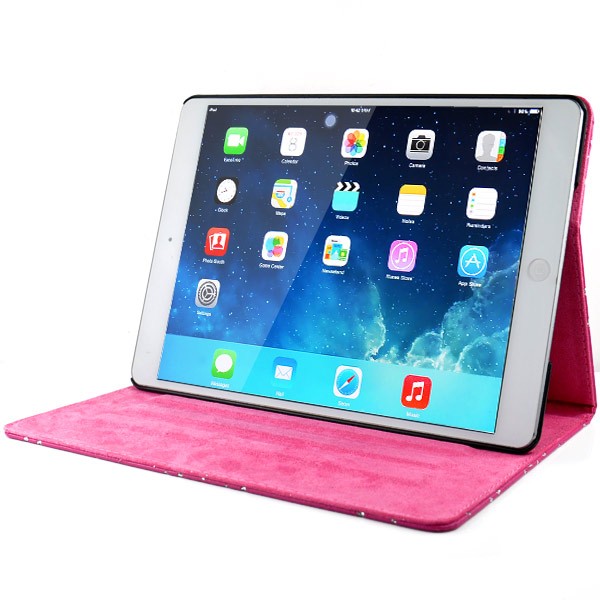 Mappe Etui for iPad Air Glitter Blomst Rosa