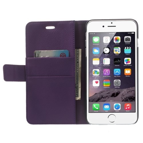 Lommebok Etui for iPhone 6 Pluss Lychee Lilla