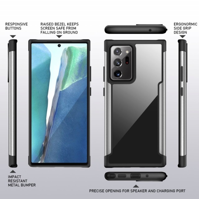 Galaxy Note 20 Ultra Deksel Bumper Transparent