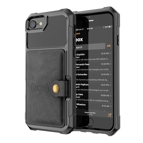 iPhone 6 Pluss / 7 Pluss / 8 Pluss Deksel Armor Wallet Svart