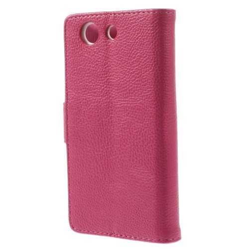 Lommebok Etui for Sony Xperia Z3 Compact Lychee Mørk Rosa