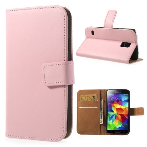 Lommebok Etui for Galaxy S5 Genuine Lys Rosa