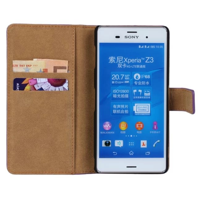 Lommebok Etui for Xperia Z3 Genuine Svart