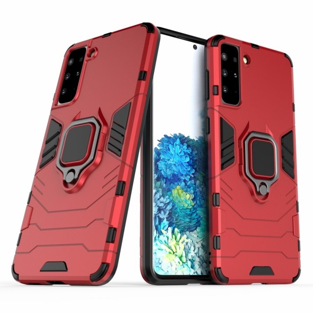 Galaxy S21+ (Pluss) Deksel Armor Case m/kickstand Rød