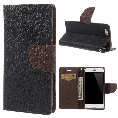 Etui m/kortlommer for iPhone 6/6s Mercury Svart/Brun