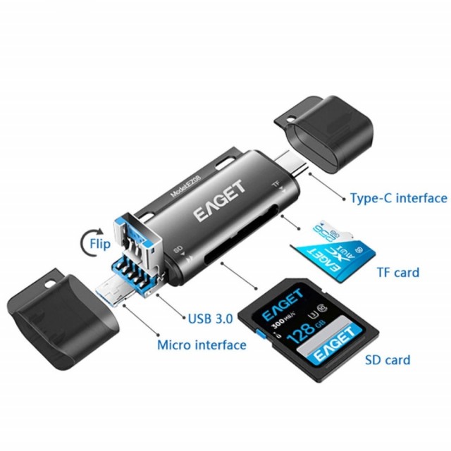 Micro SD/SD Minnekort Leser m/ 3 USB konlinger