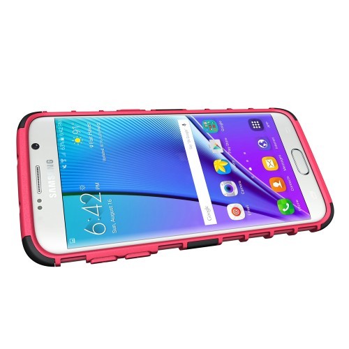 Deksel for Galaxy S7 Edge Hybrid m/kickstand Rosa