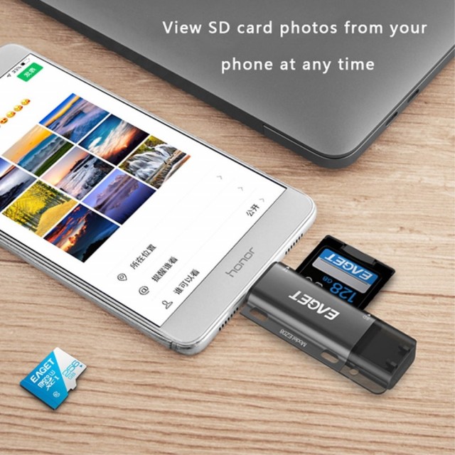 Micro SD/SD Minnekort Leser m/ 3 USB konlinger