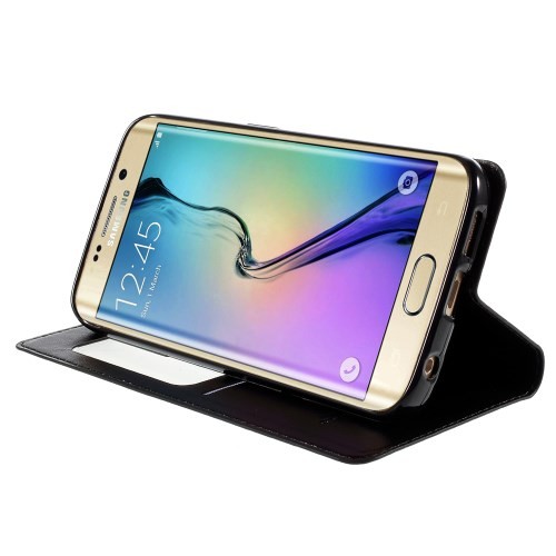 Slimbook Etui m/displayvindu for Galaxy S6 Edge Mercury Svart