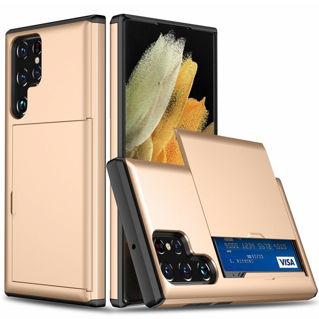 Galaxy S22 Ultra PocketCase Deksel m/kortlomme Gullfarget