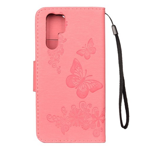 Huawei P30 Pro Etui m/kortlommer Roser og Sommerfugl Rosa