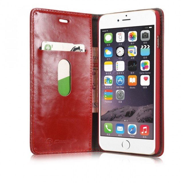 iPhone 6 Pluss/6s Pluss 5,5" Klassisk Etui m/1 kortlomme Rød